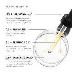 Key ingredients of Silymarin CF serum includes pure vitamin C, silymarin, ferulic acid and salicylic acid	