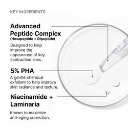 Key ingredients of P-TIOX peptide serum includes Advanced Peptide Complex: Hexapeptide + Dipeptide, 5% PHA, Niacinamide and Lamira Extract