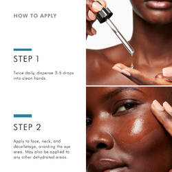 How to apply SkinCeuticals Hydrating B5 Gel Serum twice daily, use 3-5 drops into clean hands and apply to dehydrated areas	